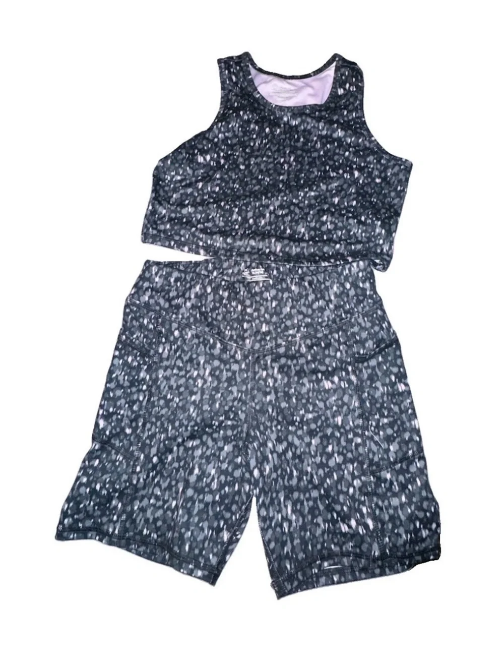 Kids Active Wear Size XL 14-16 Black,Purple, Gray Print High-Rise Bike Shorts